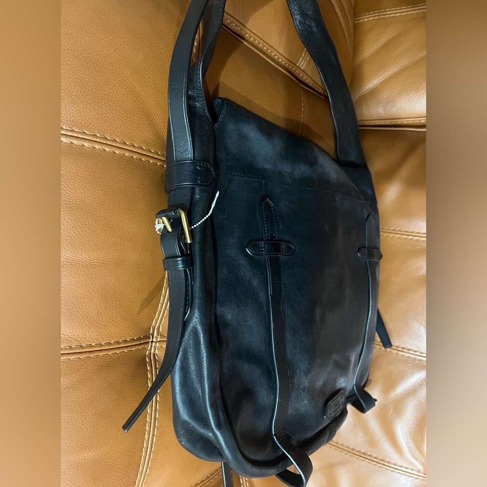 Polo Ralph Lauren Black Leather Moto Bag. - Picture 8 of 13